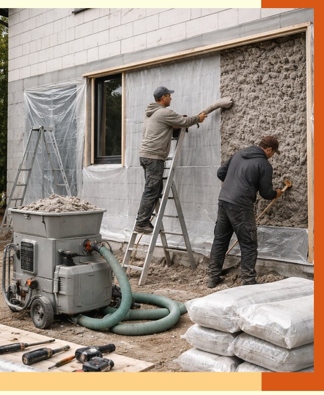 Утепление дома из газобетона эковатой в Шарыпове от 4547 руб./м2 | ТепломастерШрп
